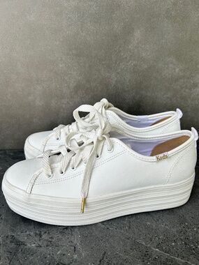 KEDS Triple Up White Leather Platform Women's Sneaker Size 6